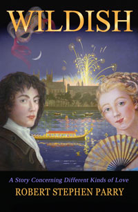 book cover shows georgian-era couple against nocturnal sky with fireworks