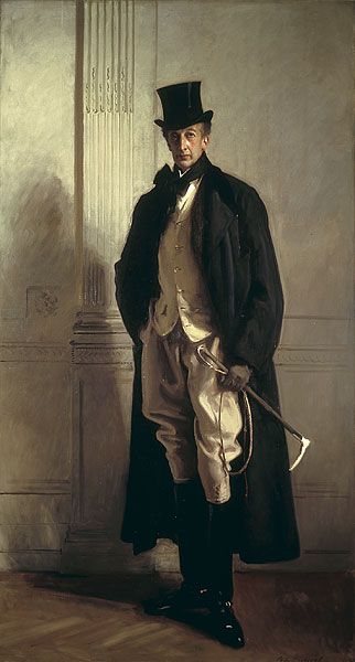 full-length portrait of elderly Edwardian gentleman, top hat, tall