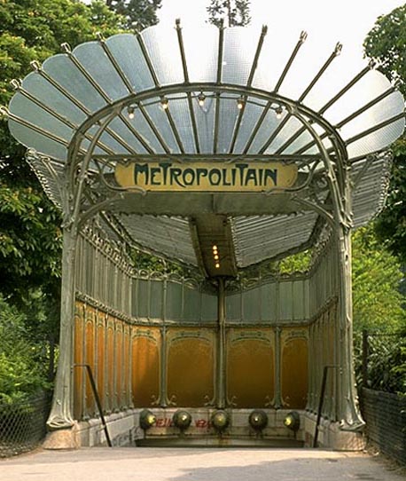 elegant entrance to subway in glass and iron