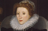small head and shoulders image of elizabethan queen in white ruff