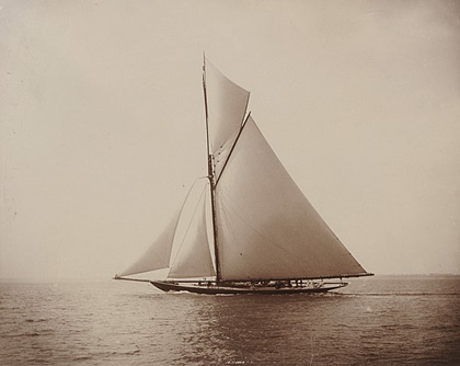 old photograph of racing yacht upon an open sea