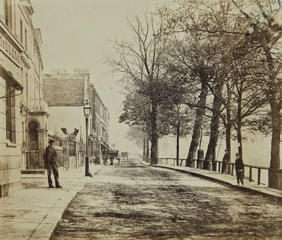 old photo of London street by Thames