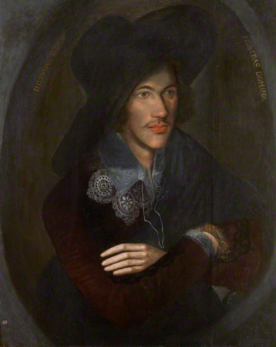 portrait of young 16th century man, the poet Donne, with large hat