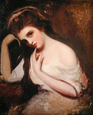 young Gerogian woman, bare shoulder, head resting on hand