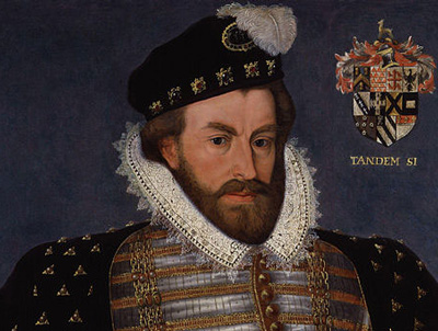 portrait of Elizabethan courtier with tunic and ruff, Christopher Hatton