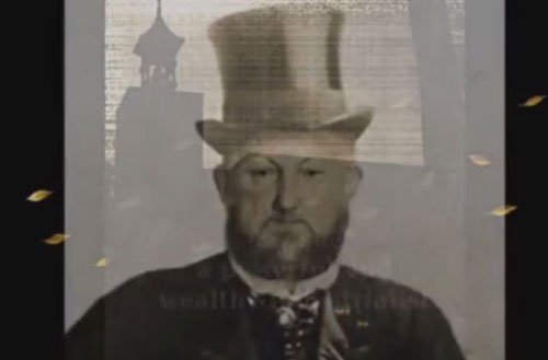 man in tophat, sepia tone