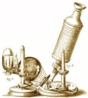 dawing of early microscope