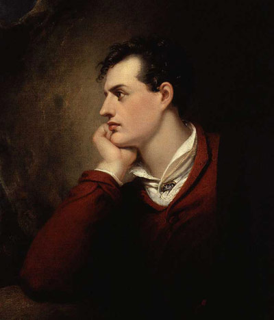 young man from Regency period, the poet Byron, in profile
