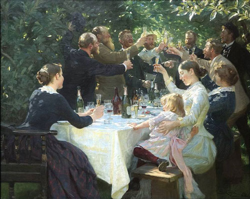 group seated at table outdoors in celebratory moodPeder Severin Krøyer