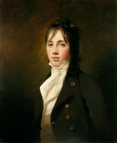 young Georgian-era man in dark coat and white cravat