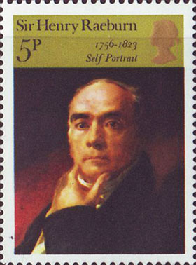 portrait on postage stamp of Georgian-era artist