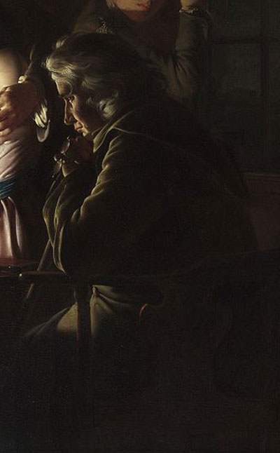 18th century gentleman deep in thought, profile