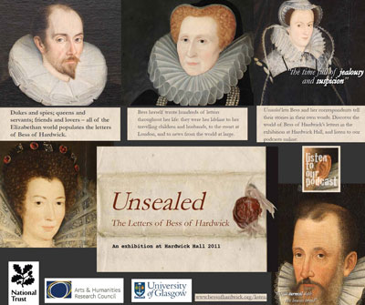 poster to accompany exhibition shows natable residents of Hardwick Hall