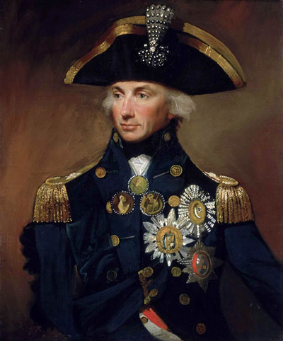 19th Century naval officer in regalia and bicorn hat, Admiral Nelson