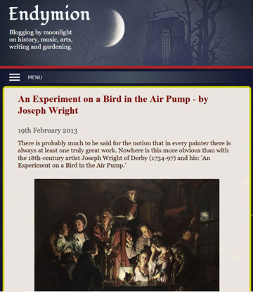 screenshot of blogpost shows old painting of group in darkened room