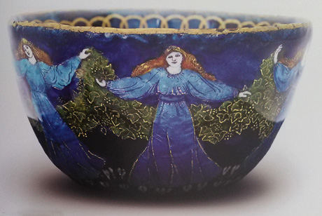 painted bowl showing motif of women dancing