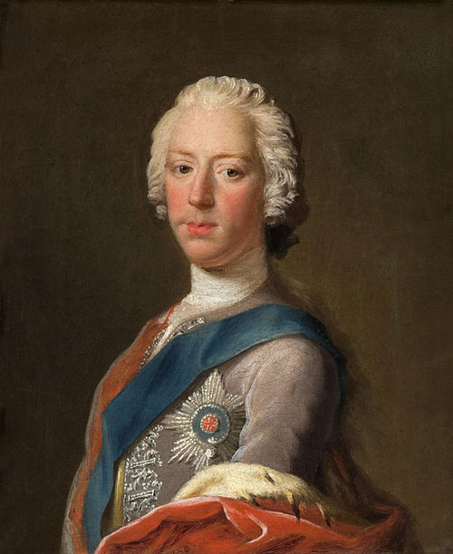 portrait of Bonnie Prince Charlie in silk robes and wig