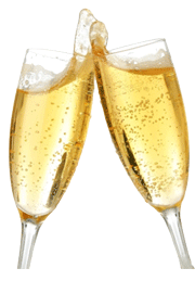two champagne glasses clinking in celebration