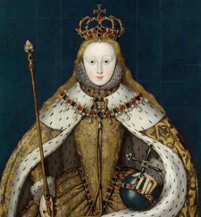 young tudor queen in coronation regalia