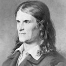 black and white illustration of 19th century German academic, male, long hair