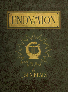 old book cover, Keats's Endymion, green and gold