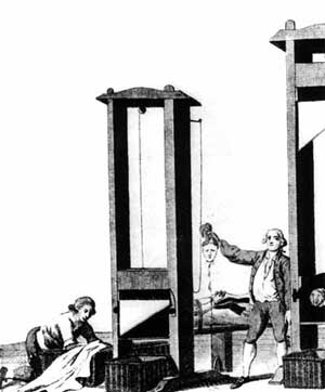 drawing of French Revolution guillotine