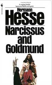Book cover with bold text, assorted fonts - the modern historical fiction novel Narcissus and Goldmund