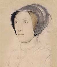 small thumbnail image of antique Hans Holbein portrait sketch, beige in tone.