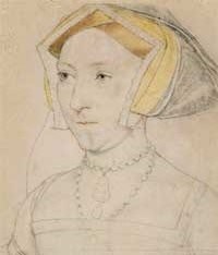 small thumbnail image of antique Hans Holbein portrait sketch, beige in tone.