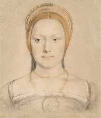 small thumbnail image of antique Hans Holbein portrait sketch, beige in tone.