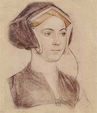 small thumbnail image of antique Hans Holbein portrait sketch, beige in tone.