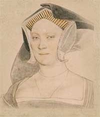 small thumbnail image of antique Hans Holbein portrait sketch, beige in tone.