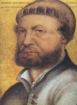 16th century artist, Holbein, in half profile with beard