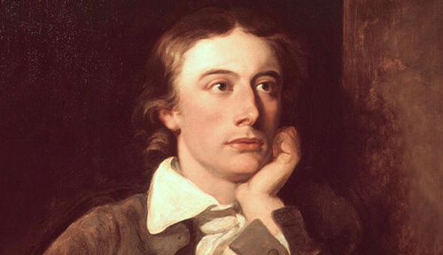 portrait of young Regency man, the poet John Keats, with hand to chin