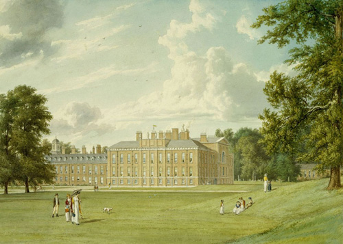 image of palace with lawns and small figures - Kensington Palace