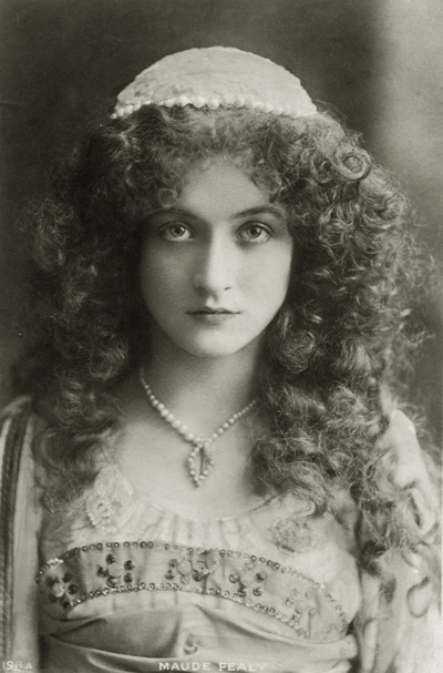 black and white photo of young woman, old time silent-movie star Maude Fealy