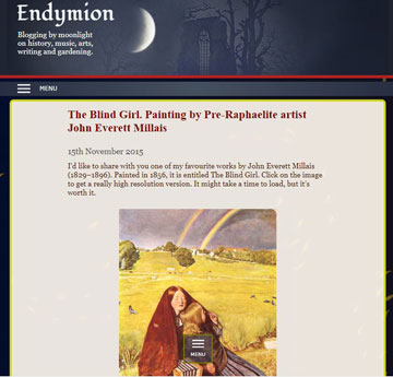 blogpost screenshot of Pre-Raphaelite themed page