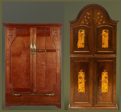 two items of antique furniture with inlays