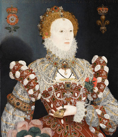 portrait of Queen Elizabeth I with numerous pearls on display