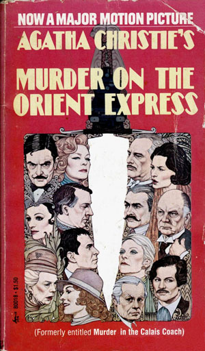 early book cover to Agatha Christie novel, red background, dagger