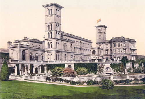 Italianate building with towers surrounded by gardens - Osborne House