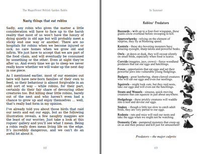 open pages of a book with illustration of predators to right