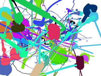 abstract painting, colourful blobs