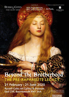 poster to an art exhibition shows young woman, eyes downward looking to mirror