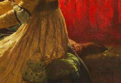 close up of painting showing shoe