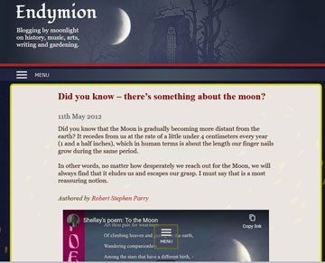 screenshot of blogpost shows dark sky with moon