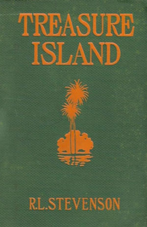 orange lettering and palm motif on cover of old book