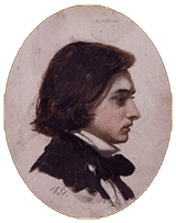 profile of young Victorian gentleman with long dark hair