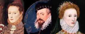 3 small images of Elizabethans, including Elizabeth 1st