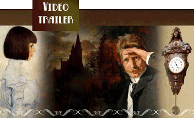edwardian gentleman gazing into distance with gothic background and clock